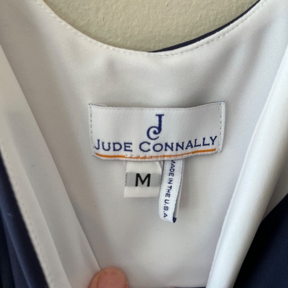 Jude Connally Sz M Stretch Long Maxi Dress Nautical Navy White Striped V Neck - Picture 3 of 7